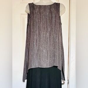 Eileen Fisher Grey and White 100% Silk Sleeveless Tunic